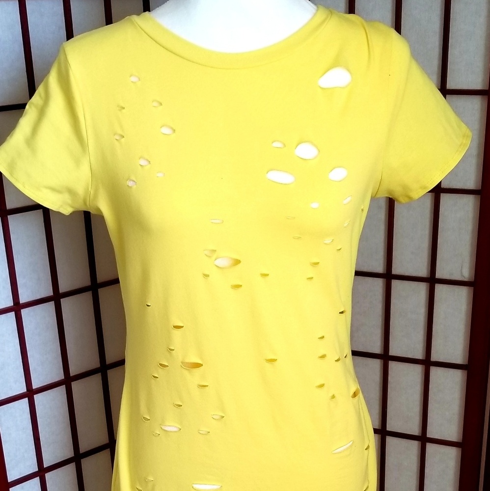 Yellow T-shirt Distress Dress - Picture 5 of 6